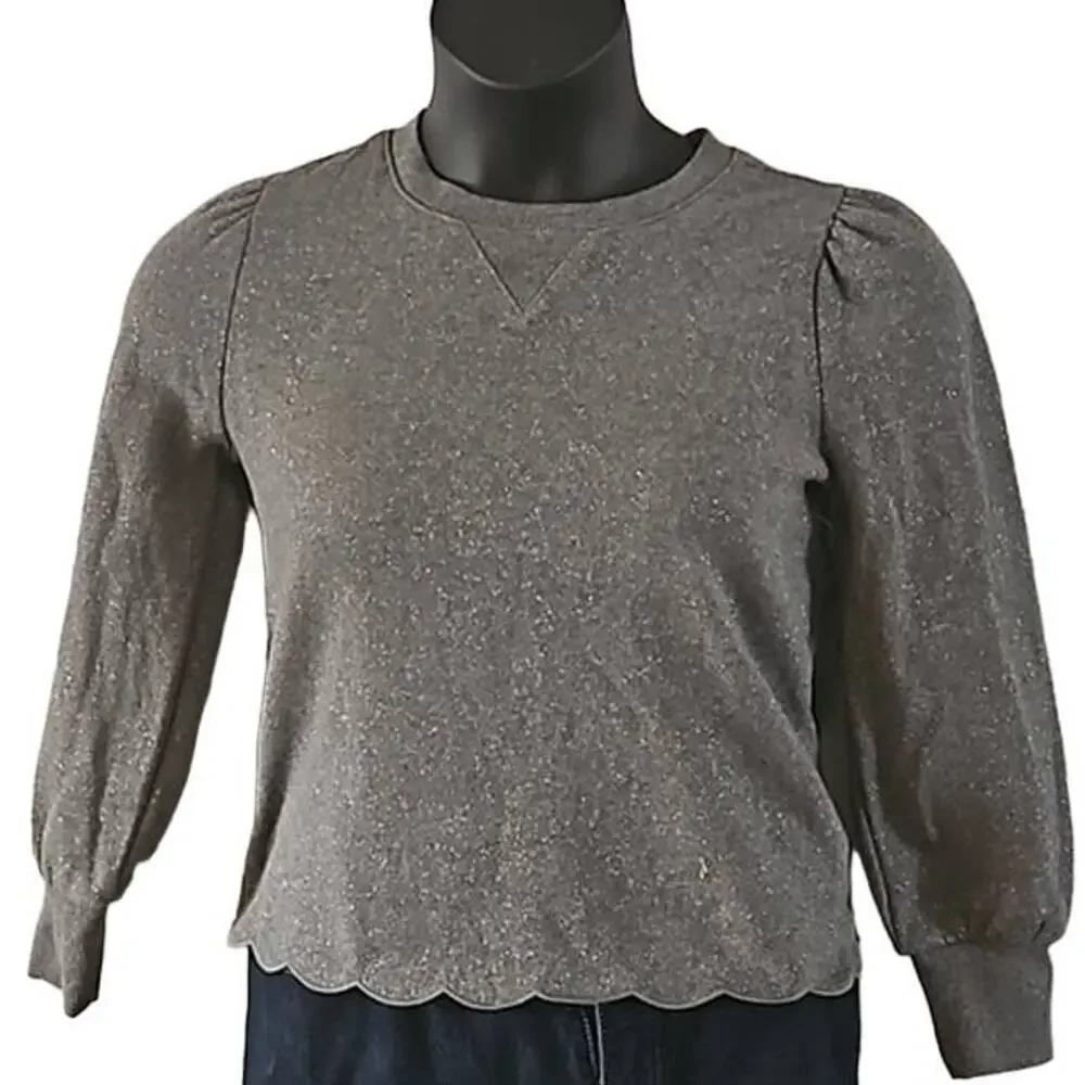 Gap Kids Girls Glitter Gray Sweatshirt - Size XL (10/12) Long Sleeve Pullover
